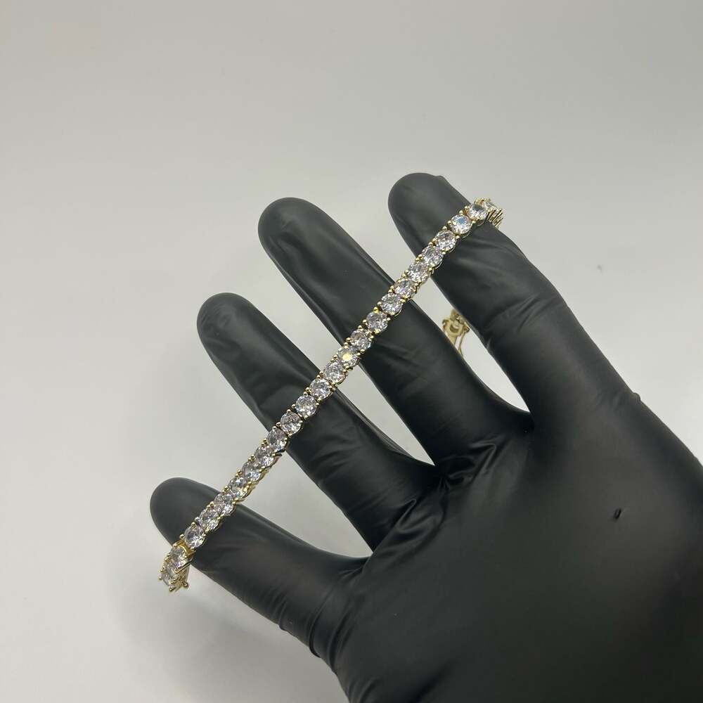 5mm Moissanite Gold Tennis Bracelet Womens 7 Inch VVS1 No Pass Crazy Shine